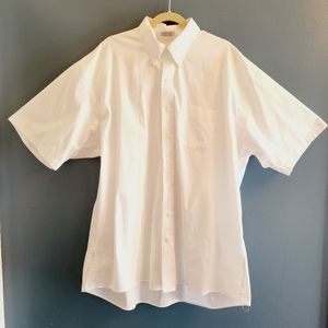 Roundtree & Yorke White Pin Point Oxford, Half Sleeve, 18 1/2 Tall